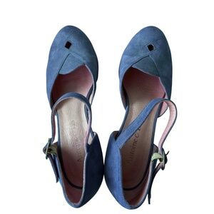 Antoine et Lili Blue Suede Mary Jane Heels – Size 38 (US 7.5-8)